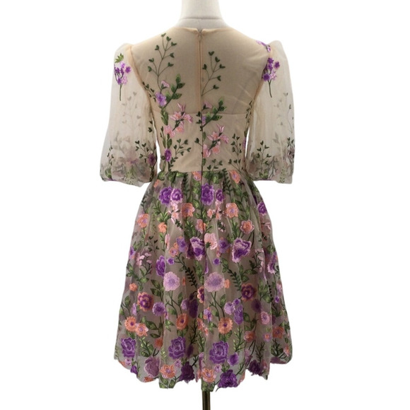 AW BRIDAL 6 S cream Dawn floral embroidered party homecoming mini dress NEW 0b3 - Picture 3 of 8